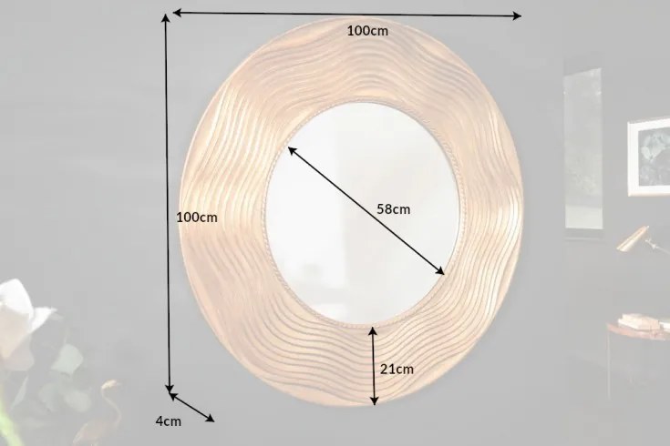 Zrkadlo 40697 Ø100cm gold