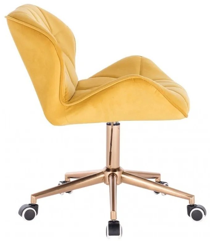 LuxuryForm DESIGN Stolička MILANO VELUR na zlatej podstave s kolieskami - žltá