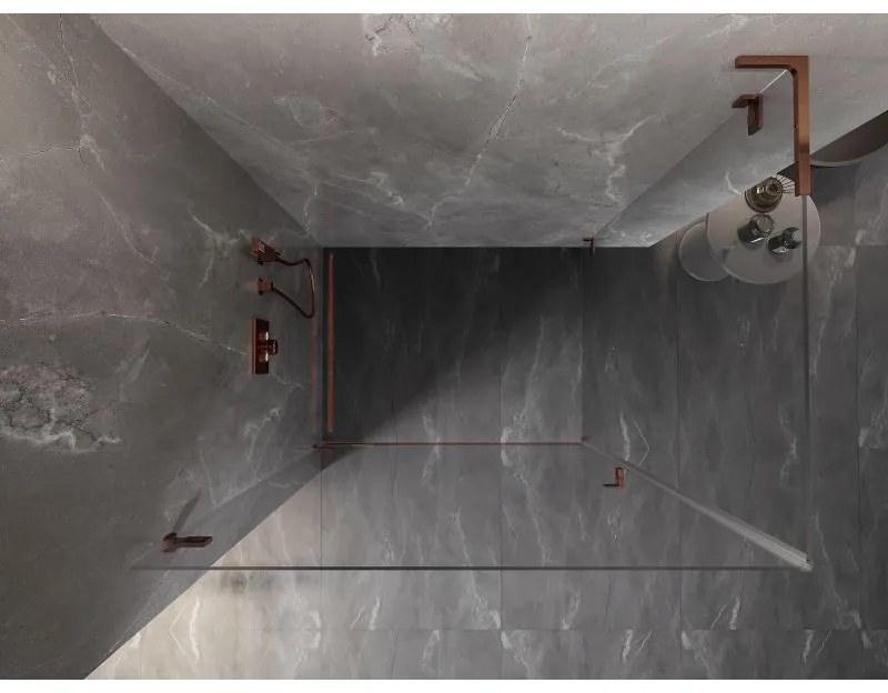 Mexen Lunar-B L sklápací sprchový kút ľavý 85 x 70 cm, číre sklo, ružové zlato, 832L-085-070-60-00-L