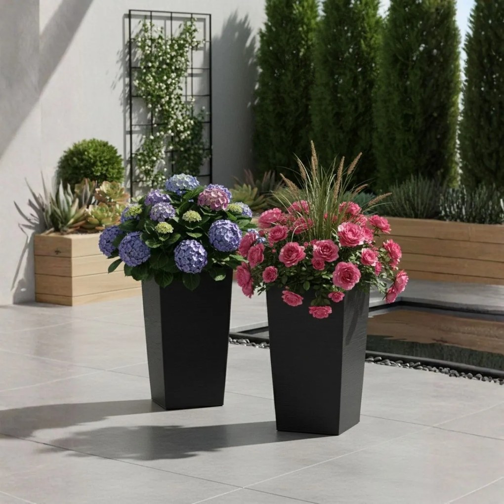 PLASTOVÝ KVETINÁČ PORTO RIFLO 75X39,5X39,5 CM ČIERNA