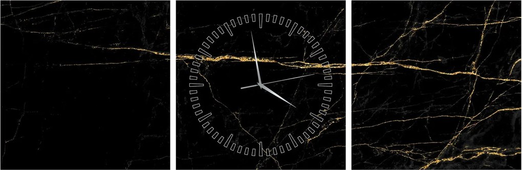 Obraz - Mramorová textúra (s hodinami) (90x30 cm)