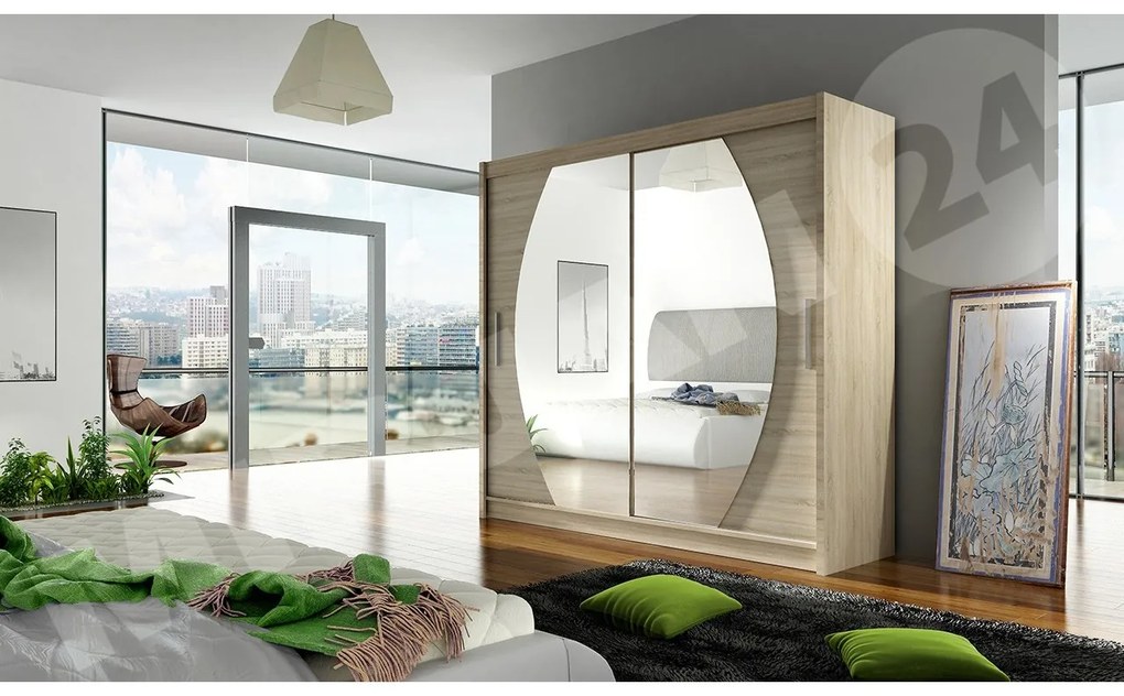Skriňa London IV, Farby: kašmír, Osvetlenie: osvetlenie LED RGB - farebné