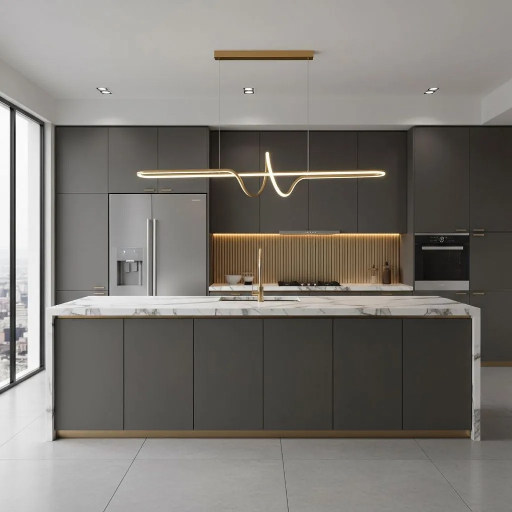 Toolight Toolight, LED závesné osvetlenie 118cm, 36W, 3000K, 3500lm, LHJ038-CP, zlatá matná, OSW-50049