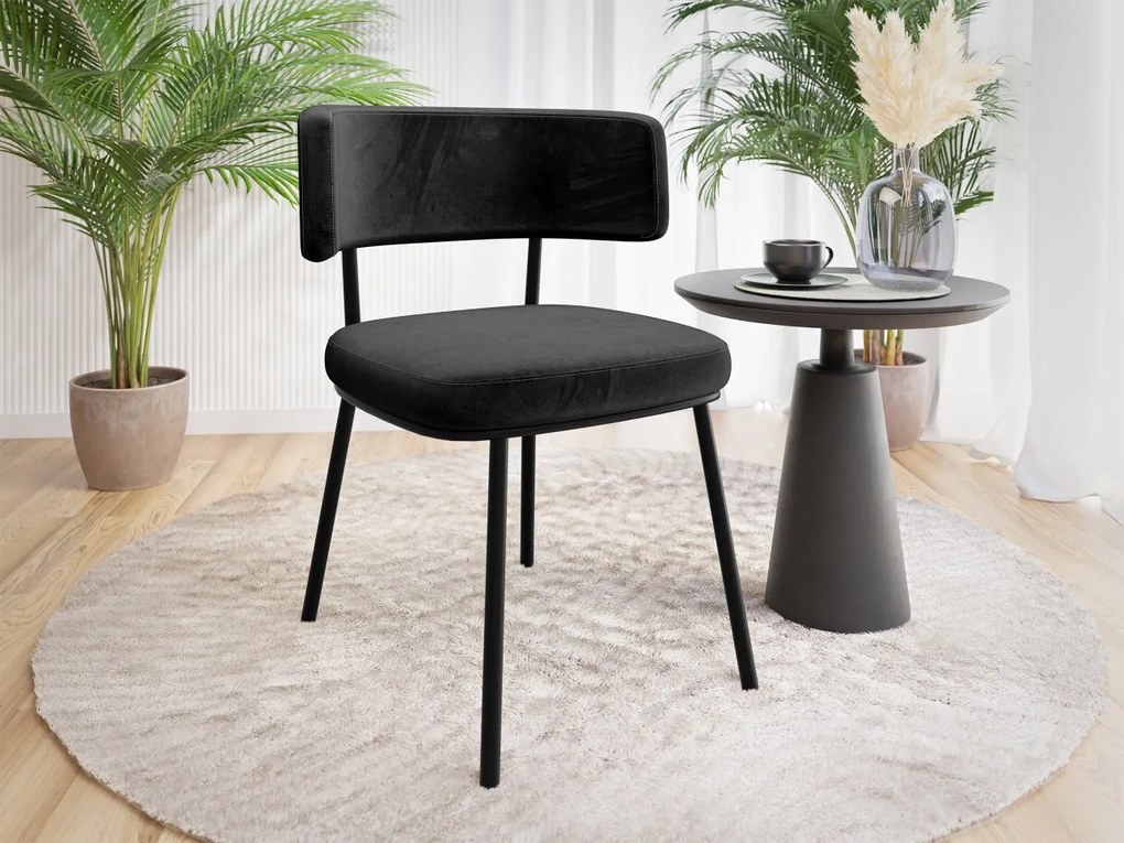 Čalúnená jedálenská stolička Serossa, Dostupné poťahy: Magic Velvet 2217, Farby: čierna