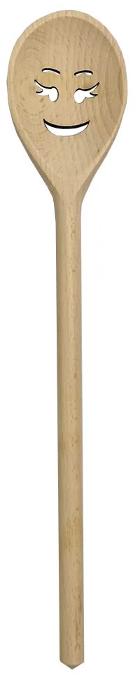AMADEA Drevená vareška s tvárou, masívne drevo, dĺžka 30 cm