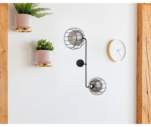 Nástenné svietidlo SOLO BLACK 2xE27/60W/230V čierna/zlatá