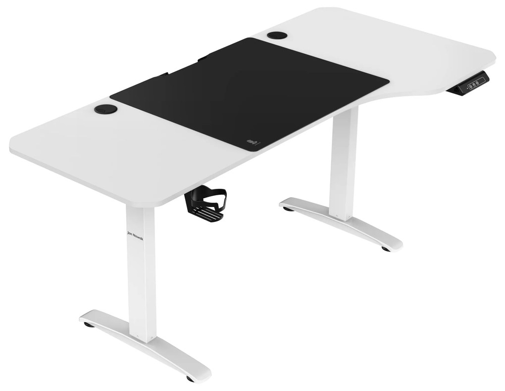 Veľký výškovo nastaviteľný elektrický stôl ELLA, 1600 x 720 x 750 mm, biely 