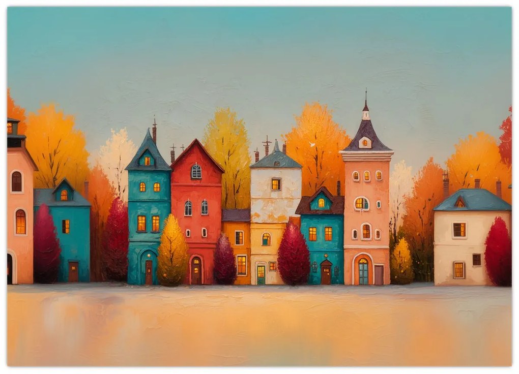 Obraz - Jesenná dedina (70x50 cm)