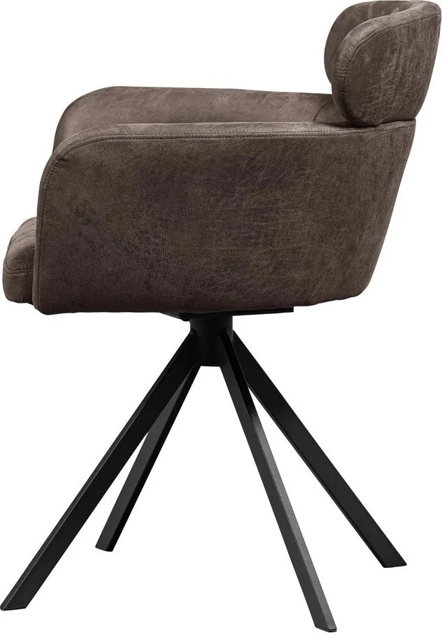 Tmavohnedé čalúnené jedálenské kreslo s podrúčkami Fenne – WOOOD