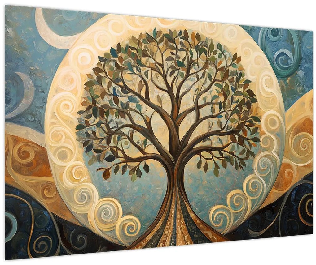 Obraz – Strom života a špirály (90x60 cm)