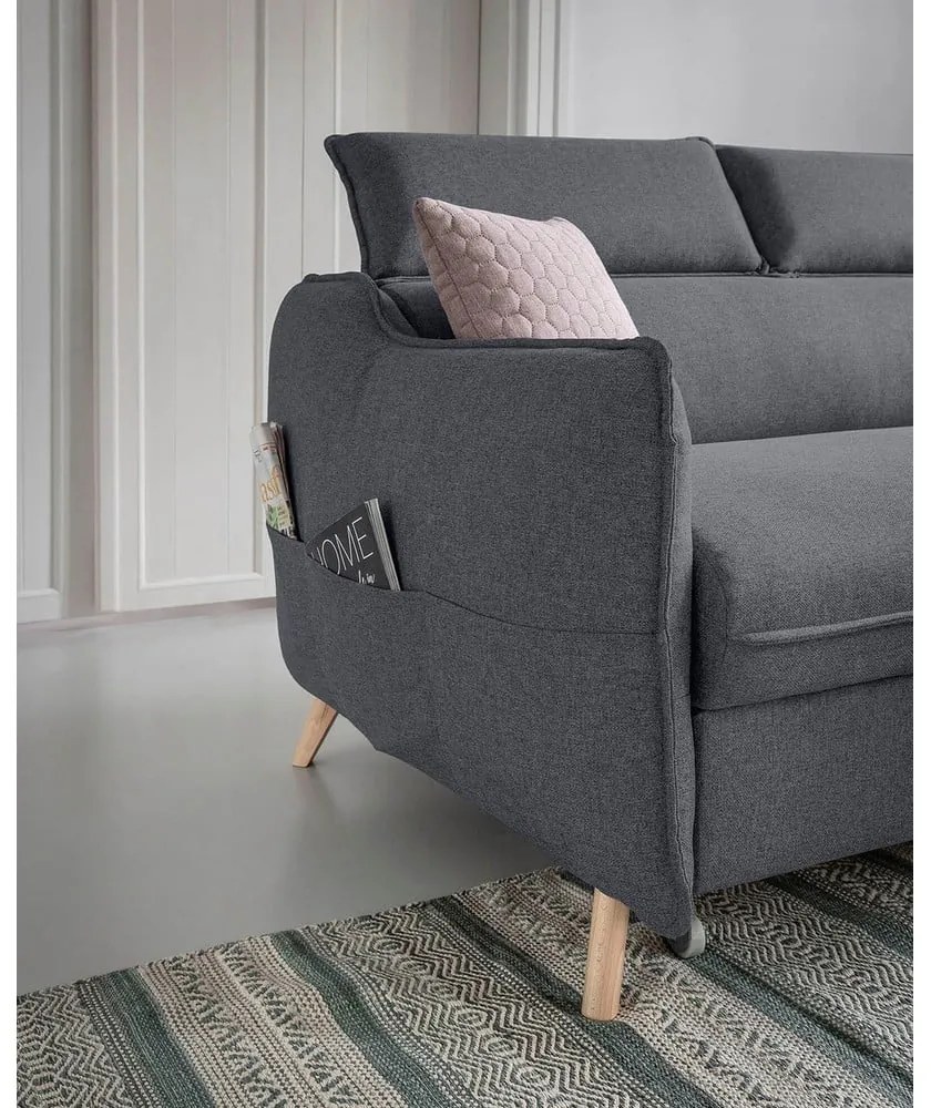 Tmavosivá rozkladacia rohová pohovka (pravý roh) Sweet Harmony – Miuform