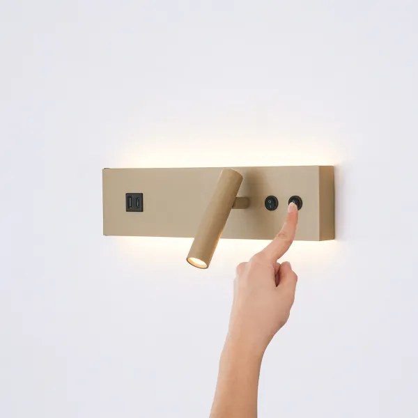 Brilagi-LED Nástenné bodové svietidlo s USB portom NOCTIS LED/3W/230V+LED/9W béžové