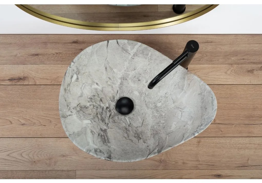 Rea Dora Stone, umývadlo na dosku 515x400x175 mm, šedá imitácia kameňa, REA-U5066