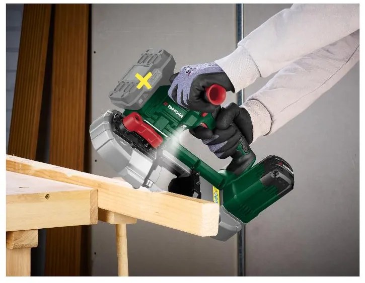Parkside® Aku pásová píla 20 V Pmba 20-Li A1 – bez akumulátora (100384996)