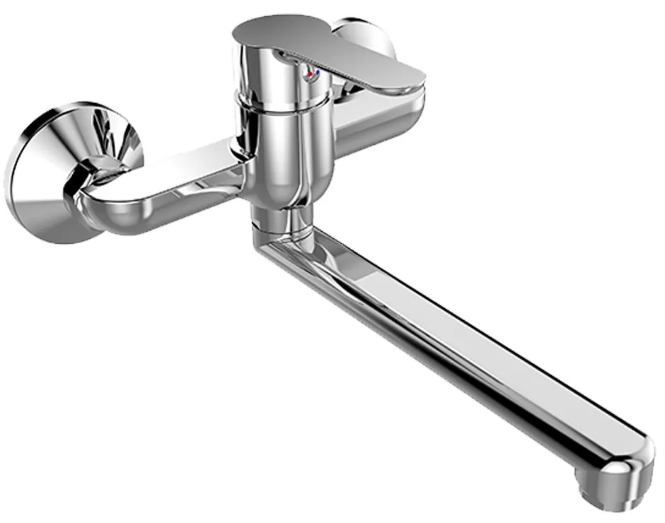 Mereo Mereo, Drezová nástenná batéria, Zuna, s ramienkom plochým rovným 210 mm, chróm, MER-CB302Z
