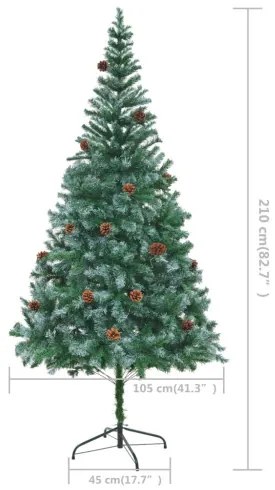 vidaXL Umelý vianočný stromček so šiškami 210 cm-