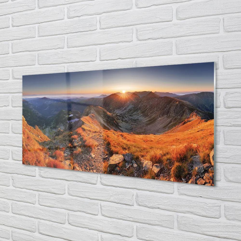 Nástenný panel  horské slnko 140x70 cm