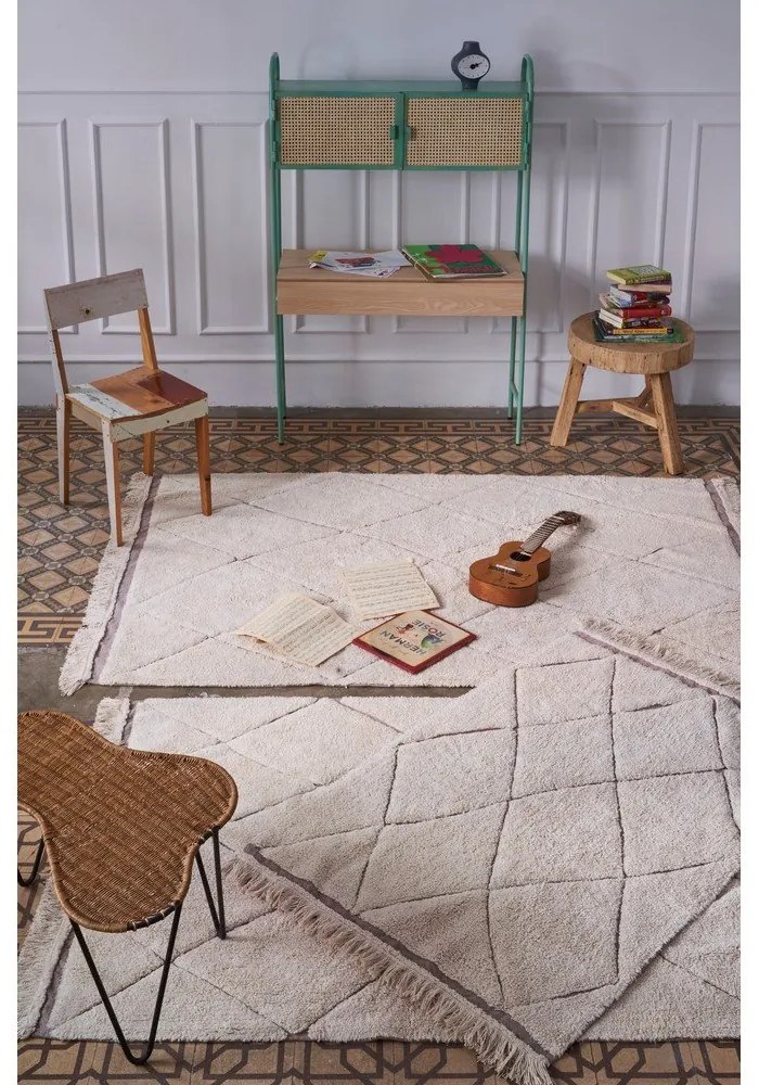 Krémový prateľný ručne tkaný bavlnený koberec 140x200 cm Bereber – Lorena Canals