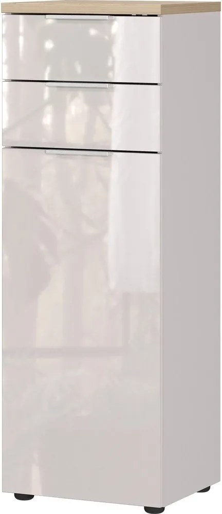 Krémová lesklá vysoká/úzka kúpeľňová skrinka 39x112 cm Tavira – Germania