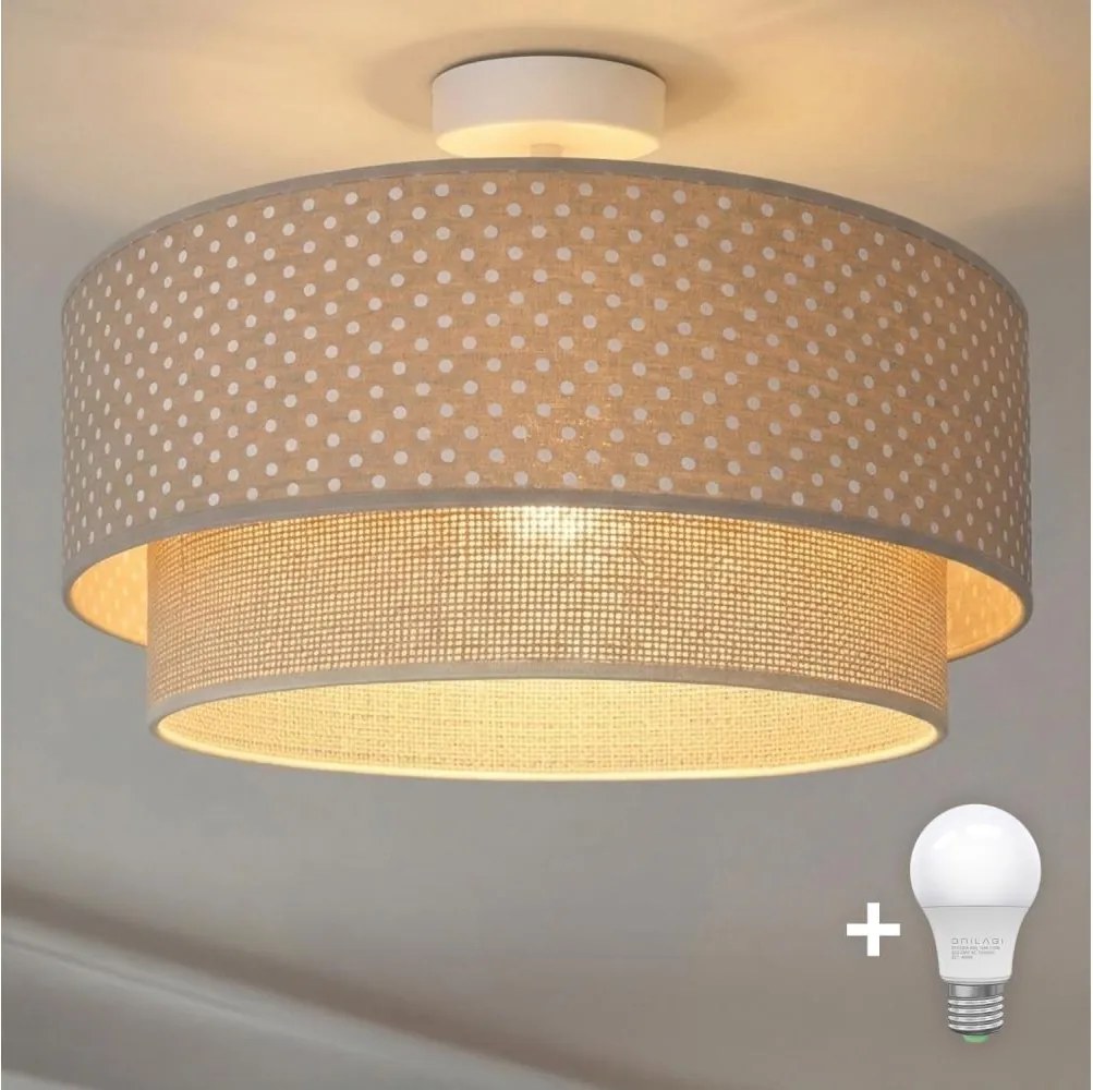 Brilagi-LED Prisadený luster BOHO BOBO 1xE27/60W/230V priemer 40 cm bodky béžová/krémová.