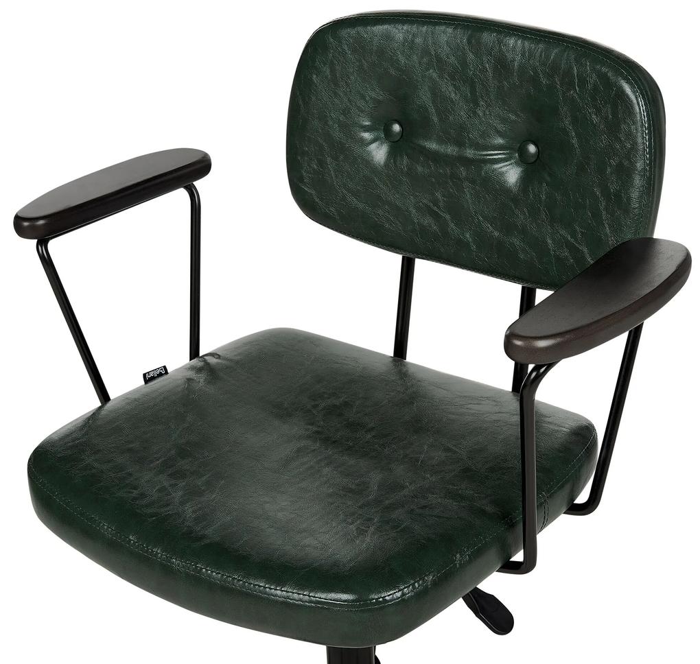 Kancelárska stolička z umelej kože tmavozelená ALGERITA Beliani