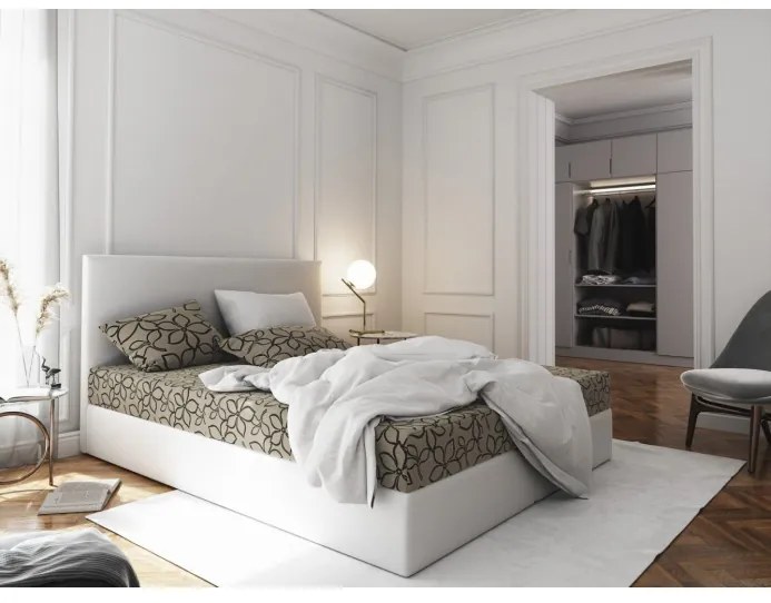 Manželská posteľ z ekokože s úložným priestorom 180x200 LUDMILA - biela / biela