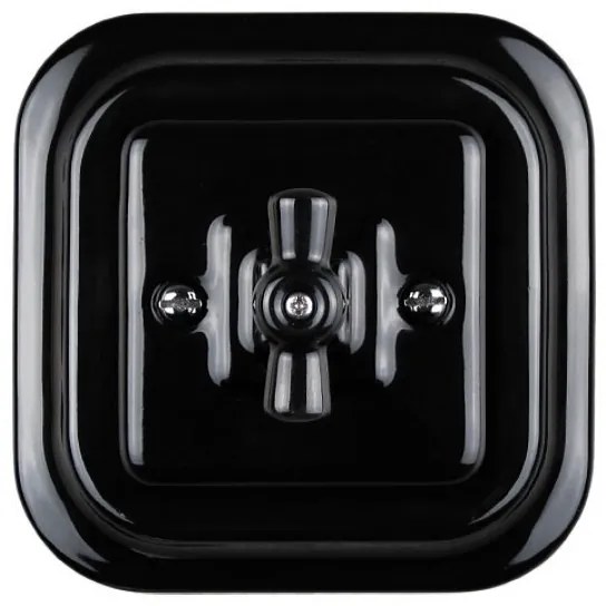 Elhard Keramický štvorcový otočný vypínač č.6/č.1, čierny - kompletný KV5406B