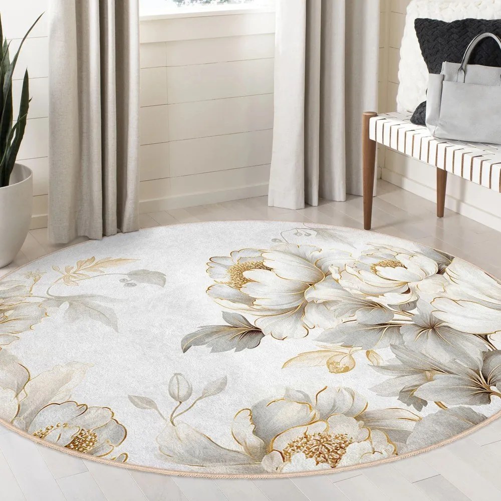 Prateľný okrúhly koberec vo svetlosivej a béžovej farbe ø 100 cm Soft and Gentle – Mila Home