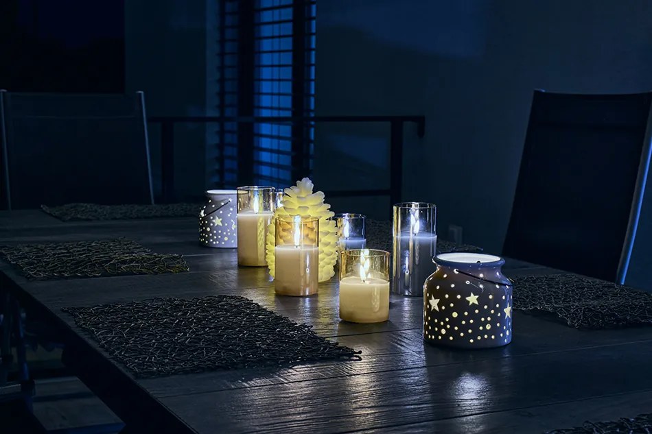 DECOLED Vianočný svietnik, 14 x 14 x 11,5 cm, biely