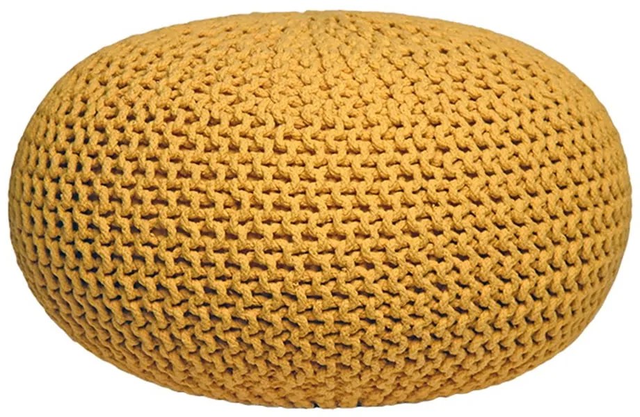 Žltý pletený puf LABEL51 Knitted XL, ⌀ 70 cm
