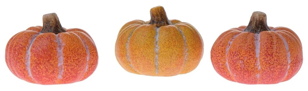 Súprava jesenných dekorácií Tekvička žlto-oranžová, keramika, 3 ks
