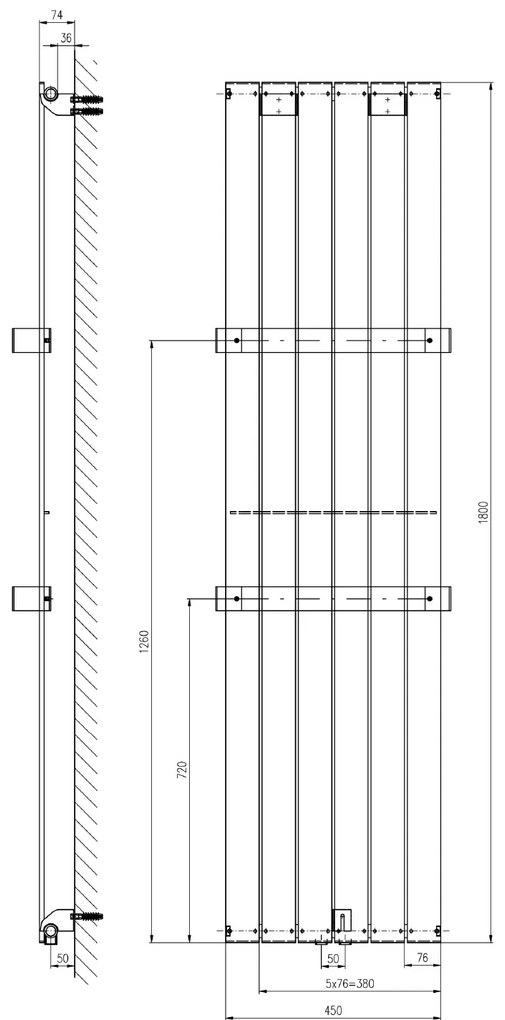 Sapho Sapho, COLONNA vykurovacie teleso 450x1800 mm, bridlica s texturou, IR147