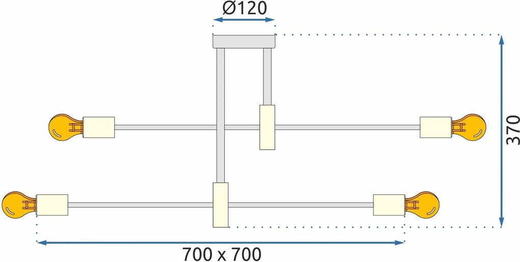 Toolight Toolight, moderné stropné svietidlo 8xE27 APP733-8C, čierna-zlatá,