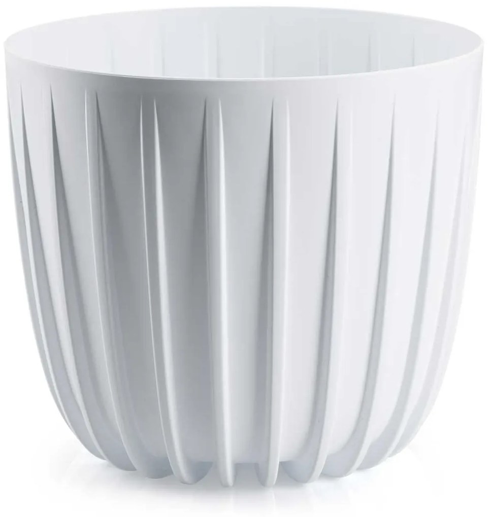 PLASTOVÝ KVETINÁČ STRIPPED SADA 2KS 18X15,5 CM+24X21 CM BIELA