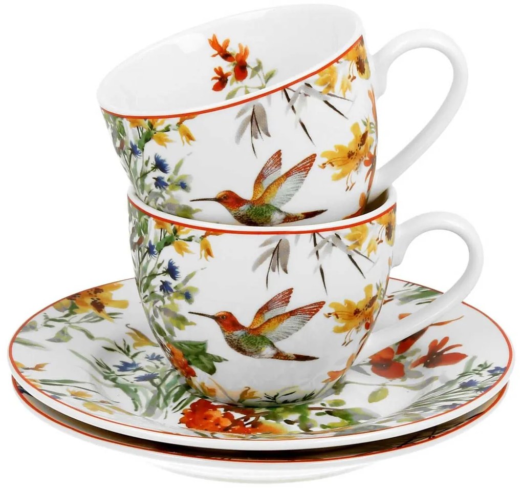 Porcelánová šálka s podšálkou Secret Garden 90 ml sada 2ks