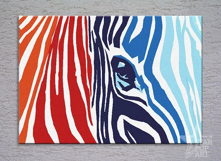 Ručne maľovaný POP Art obraz COLOURS zebra | rôzne rozmery