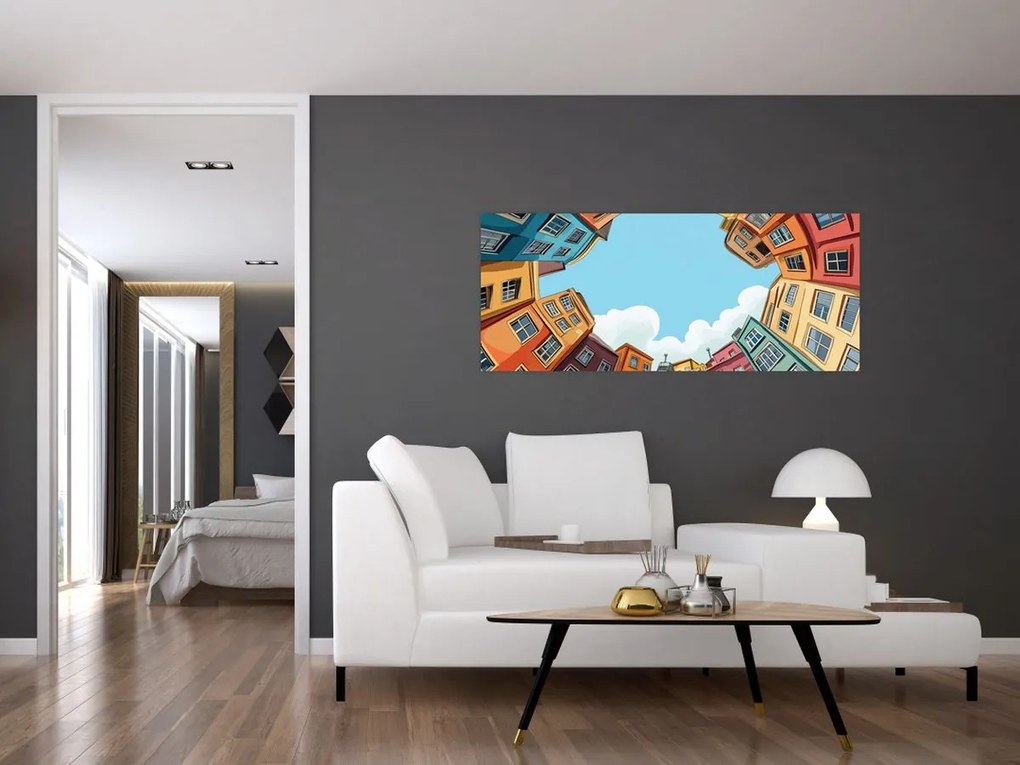 Obraz - Medzi domami (120x50 cm)