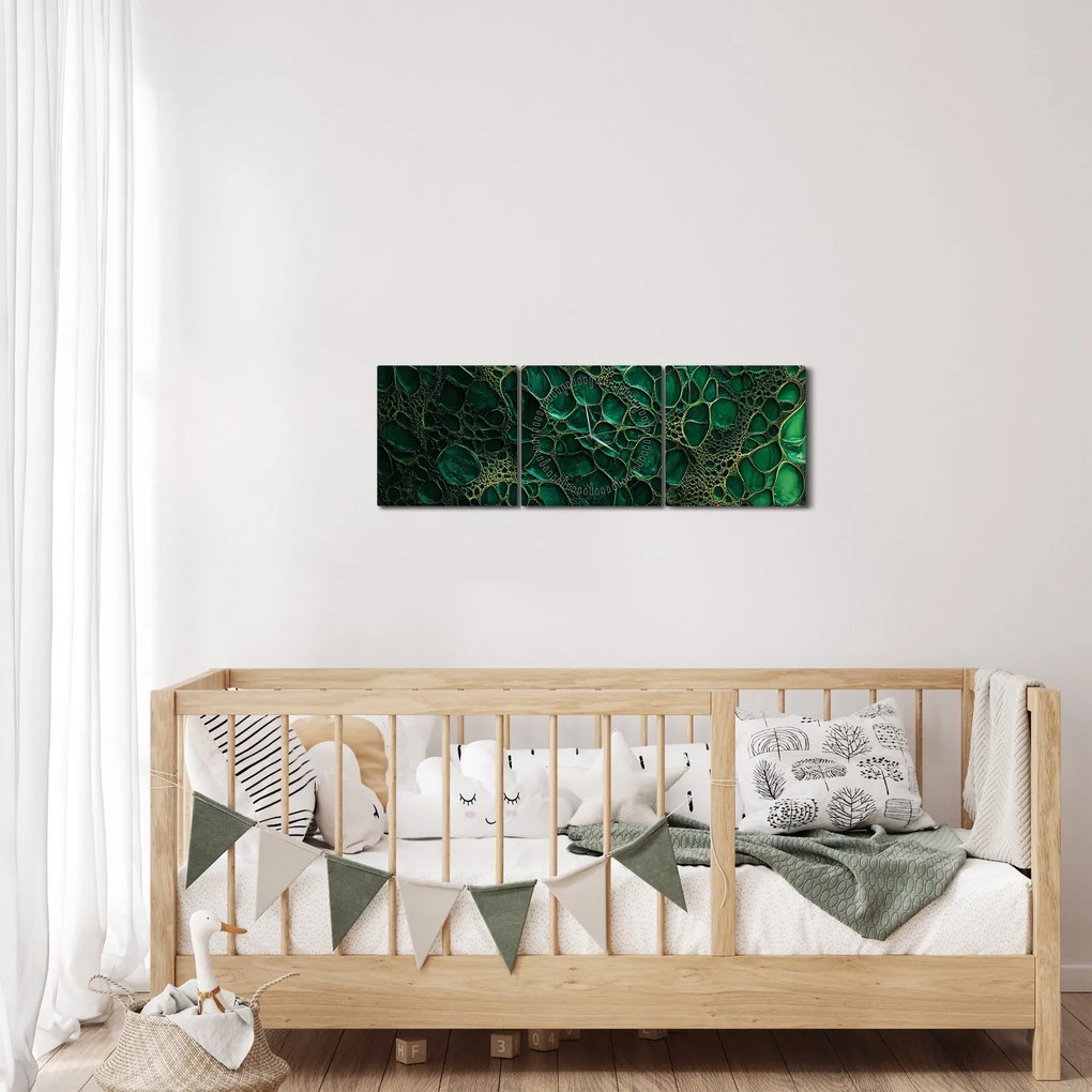 Obraz - Zelený mikroskopický záber (s hodinami) (90x30 cm)