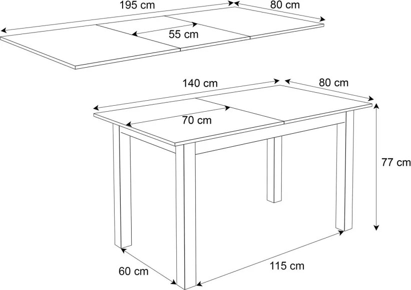 ROZKLADACÍ JEDÁLENSKÝ STÔL DANILO KAŠMÍR + ZLATÉ NOHY 140 / 195 cm
