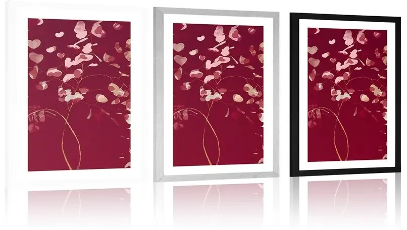Plagát s paspartou vetvička lásky - 60x90 silver