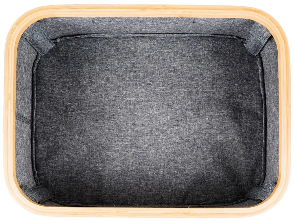 Úložný box G21 40 x 30 x 15 cm, bambusový s vekom, sivý