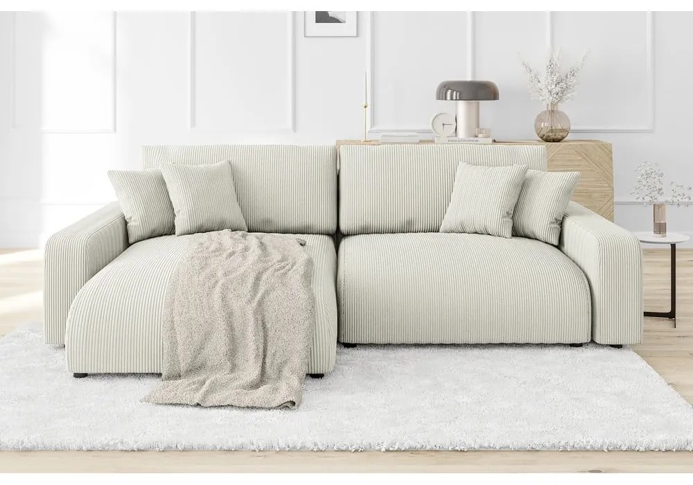 Krémová menčestrová rozkladacia rohová pohovka (variabilná) Sara – Ropez