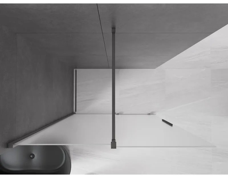Mexen Velar, sprchová zástena s posuvnými dverami Walk-in 160 x 200 cm, 8mm sklo námraza, grafit brúsený, 871-160-000-33-66