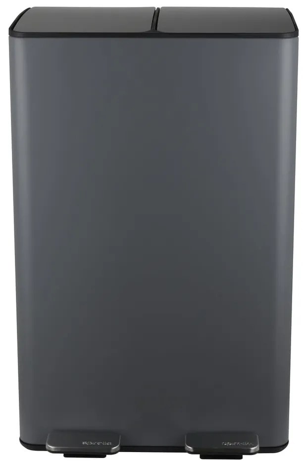 Tmavosivý oceľový odpadkový kôš 2x30 l na triedený odpad/nášľapný Aliya – Spirella