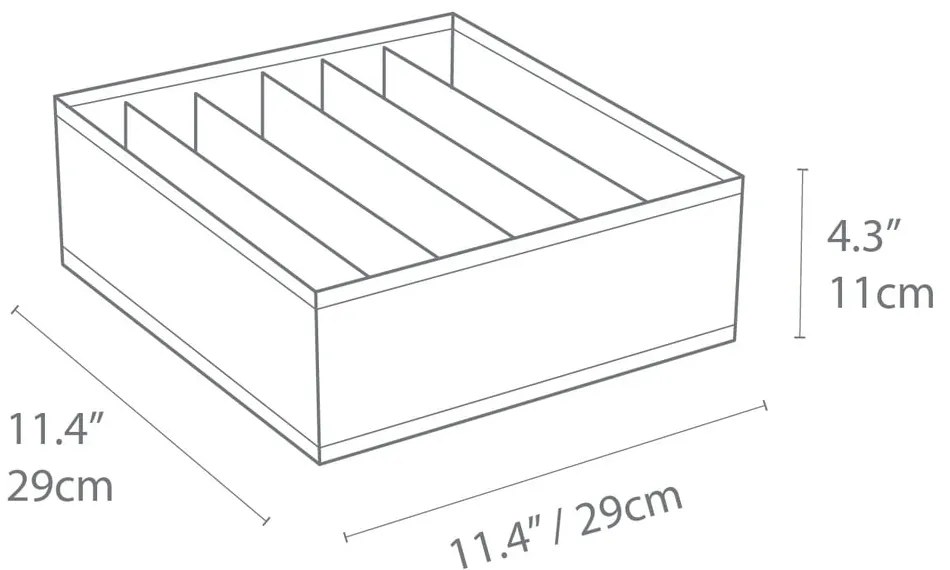 Sivý organizér do zásuvky s priehradkami Bigso Box of Sweden Drawer, 29 x 11 cm