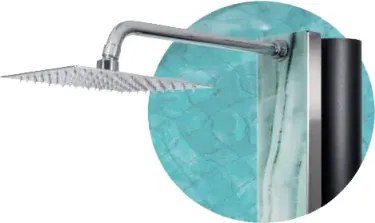 Solárna sprcha CRM Atlas Glass Turquise marble 40 l so sprchou na nohy