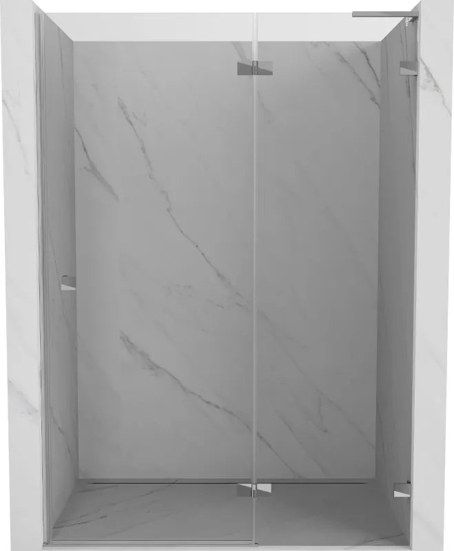Mexen, Mexen Lunar L sklápacie pravé sprchové dvere 140 cm, transparentné, chróm - 834L-140-000-01-00-P