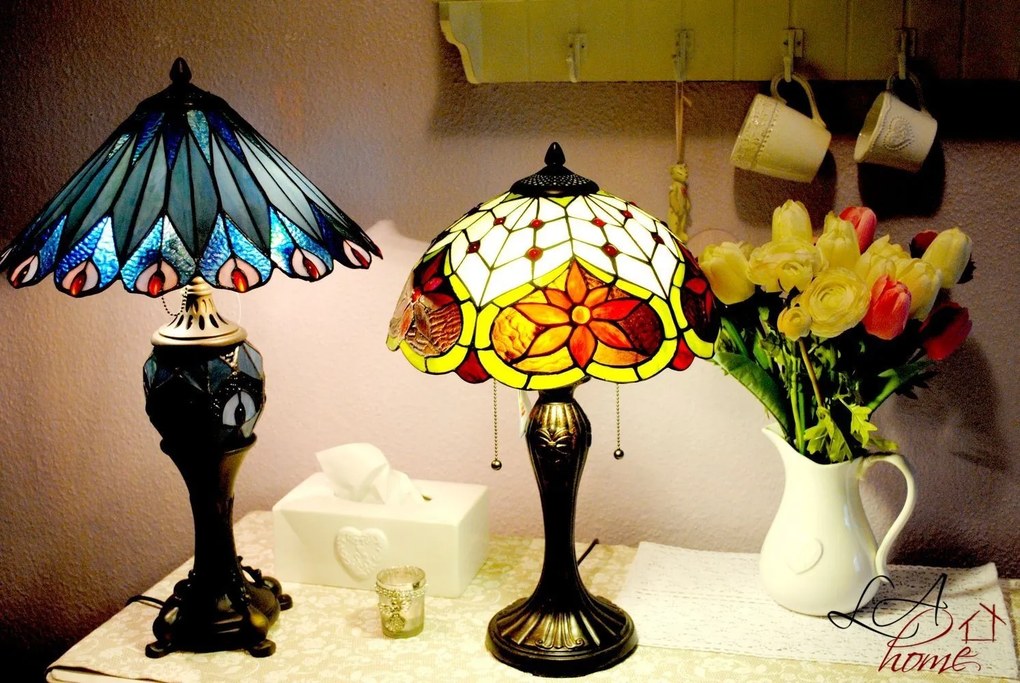 Stolní lampa Tiffany Peacock