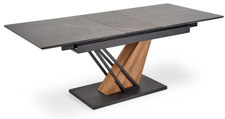 Jedálenský stôl Sterzo 140-180 x 90 cm, čierna / dub zlatý