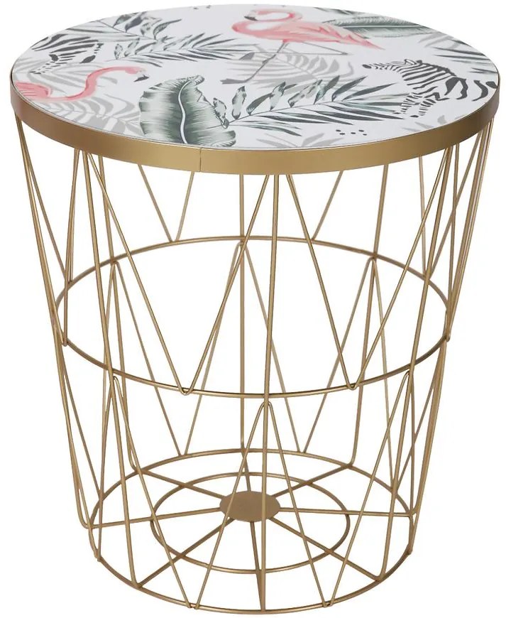 Konferenčný stolík Flamingo zlatý/plameniak